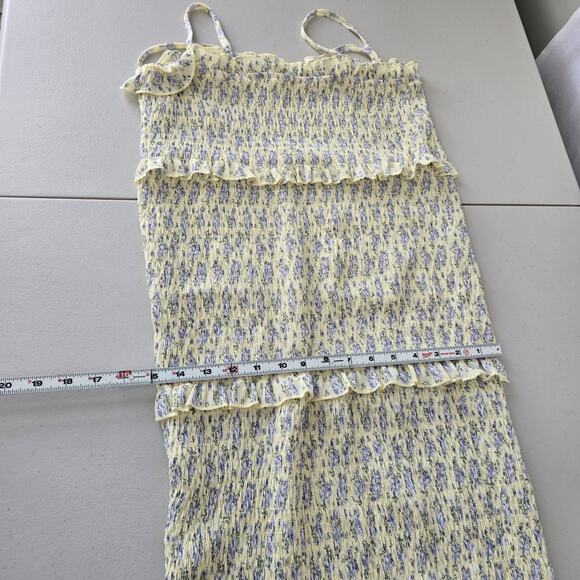 Mable Esme Sleeveless Tiered Ruffle Dress Women's L Yellow Purple Floral Midi - Picture 16 of 16